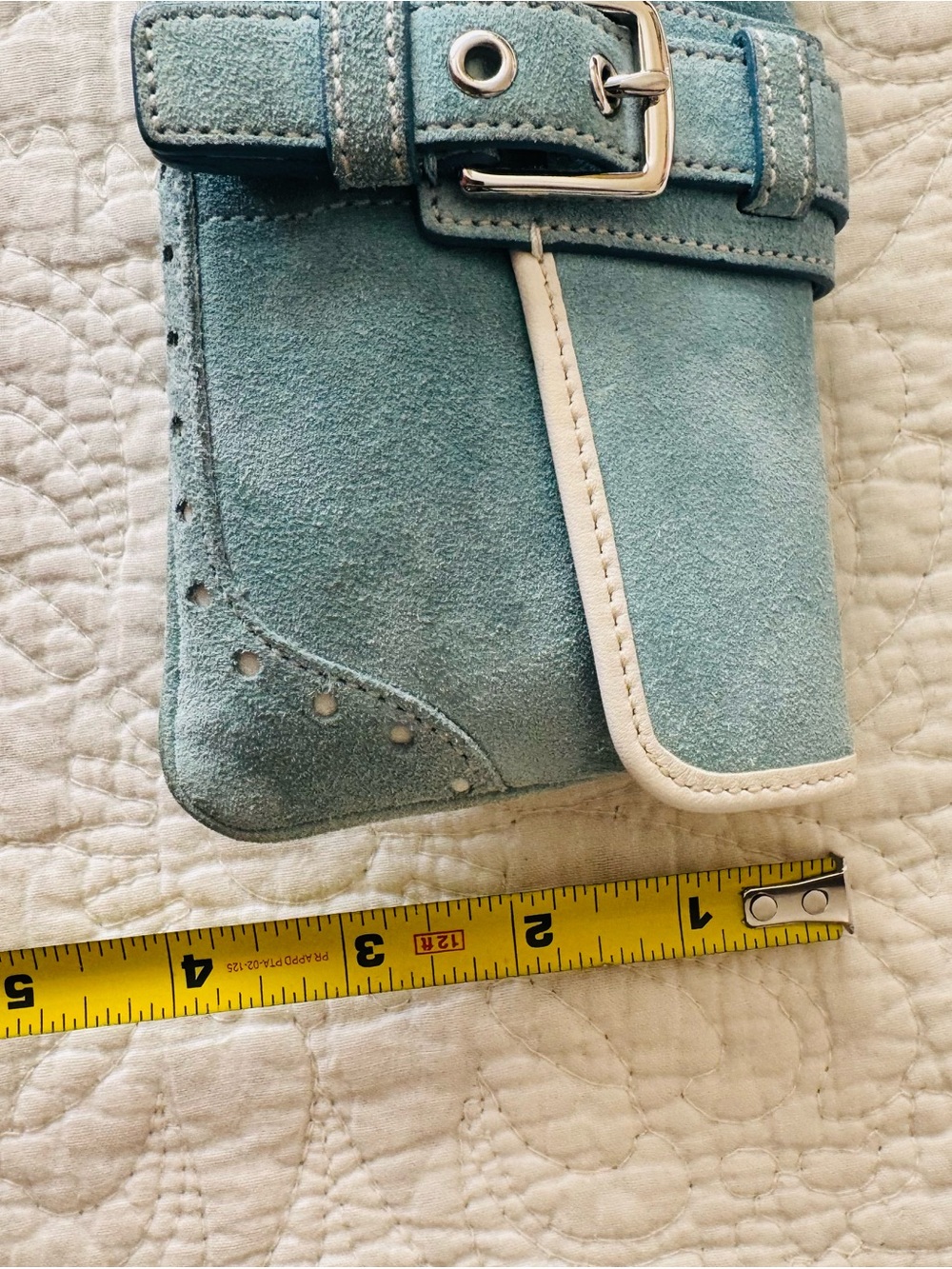 Coach Y2K Teal Suede Wristlet Clutch with Buckle Detail - Picture 11 of 11